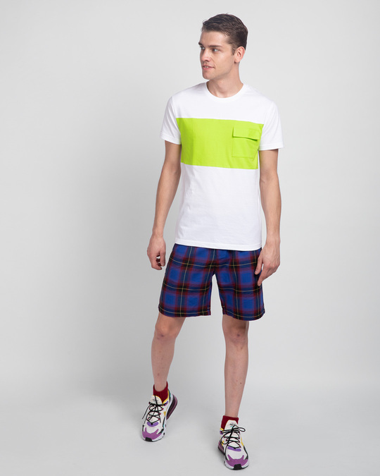 Shop White & Neon Green 90's Vibe Cargo Pocket T-Shirt-Full