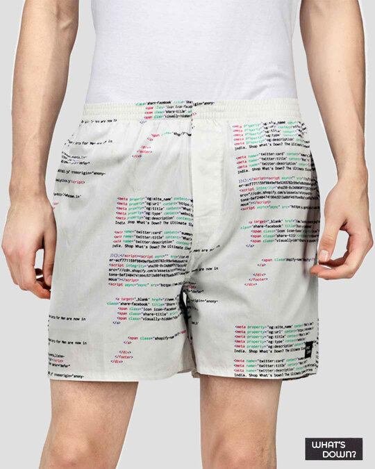 Shop | White 404 Boxer Shorts | Coding Boxers-Front