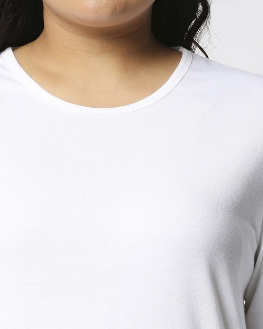 Shop White Full Sleeve Plus Size T-Shirt