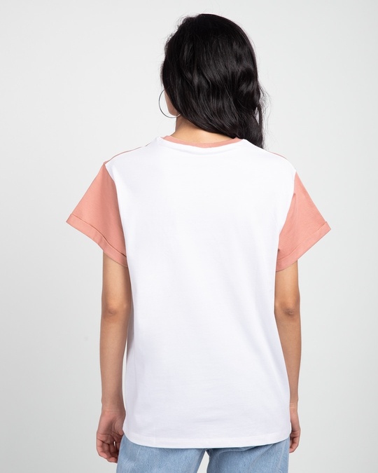 Buy Women's Pink & White Color Block Boyfriend T-shirt for Women white ...