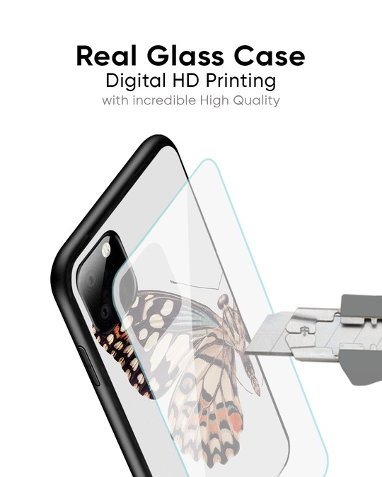Shop White Monarch Butterfly Printed Glass Back Case for Xiaomi Redmi Note 7 Pro-Design