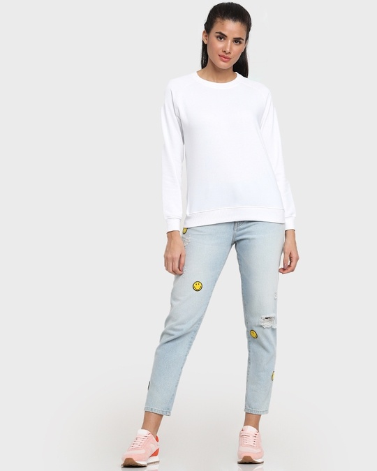 Shop Women's Solid White Sweatshirt-Full