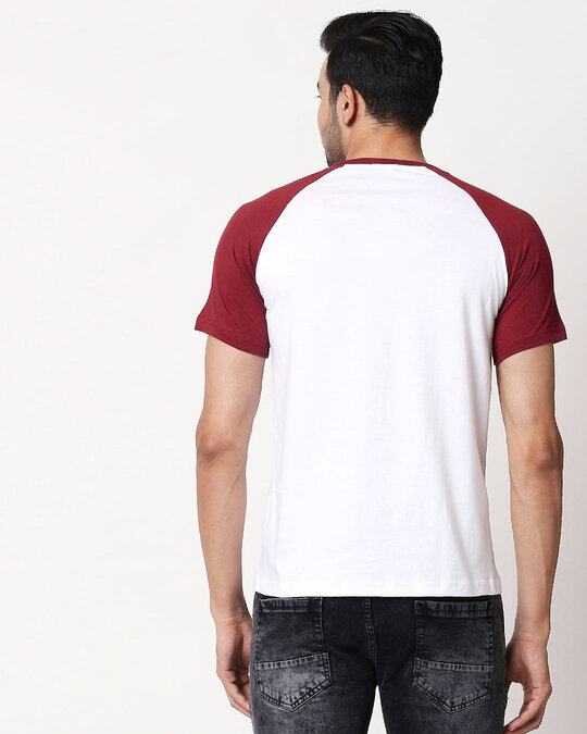 Shop White-Scarlet Red Half Sleeve Raglan T-Shirt-Design