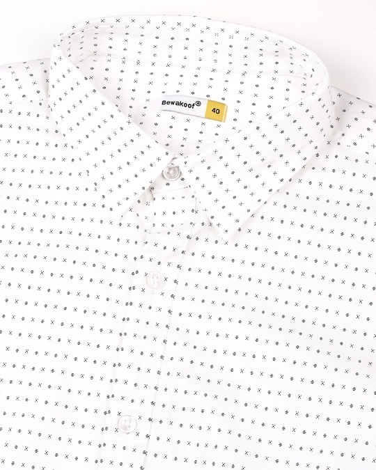 Shop White Twill Lycra Print Shirt