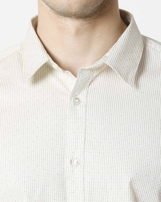 White Twill Lycra Print Shirt