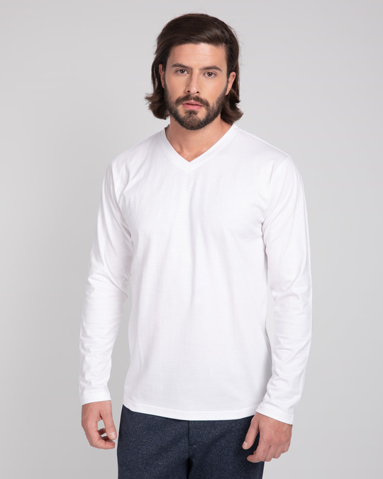 mens long sleeve white tee