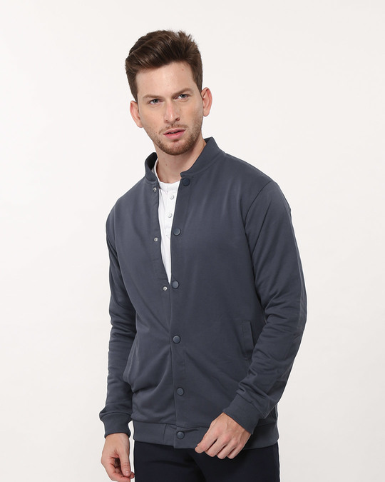 buttoned bomber jacket