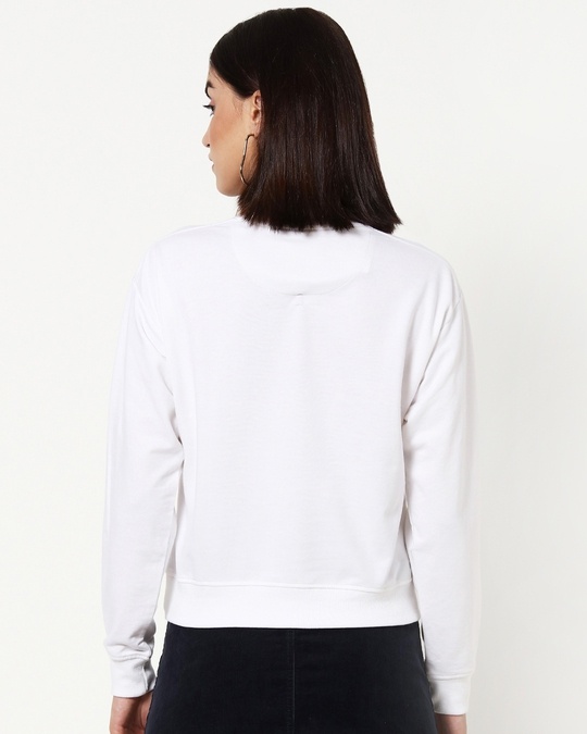 Shop White Waist Rib Crop Sweatshirt-Design