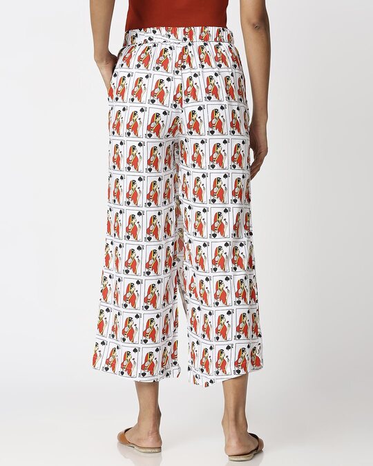 Shop White Women Ethnic Printed Culottes-Full