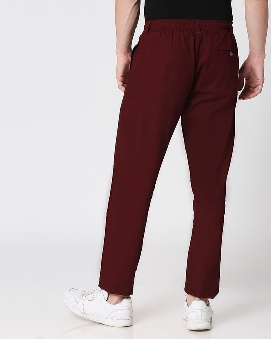 Buy Wine Red Casual Cotton Pants for Men maroon Online at Bewakoof