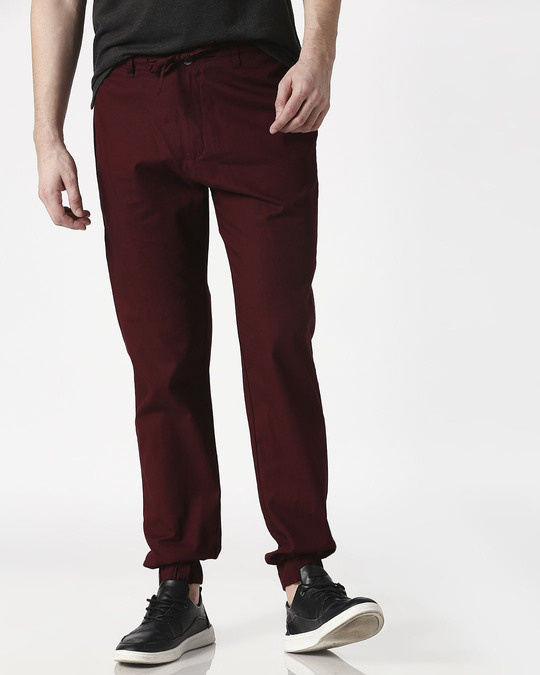 red cotton joggers