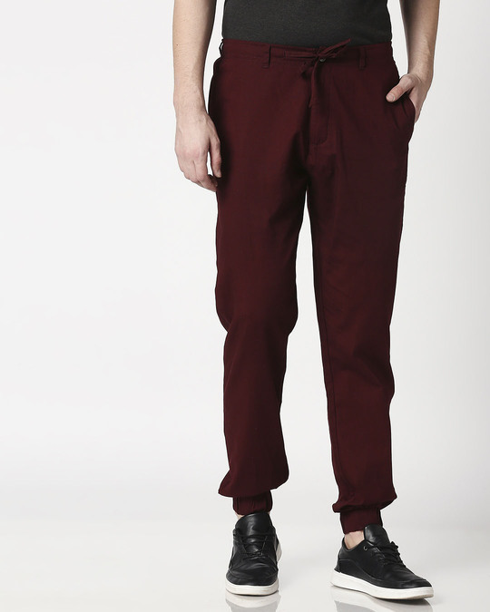 black wine track pants