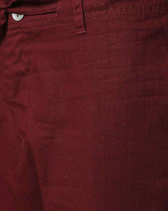 Buy Wine Red Casual Cotton Trouser for Men maroon Online at Bewakoof