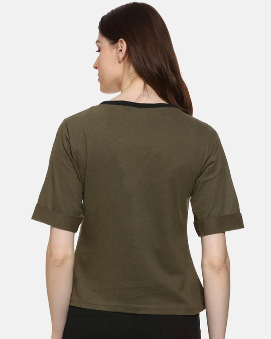 Shop Women Casual Olive Solid Top-Design