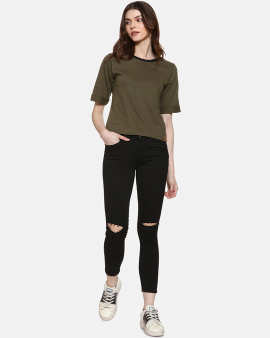 Shop Women Casual Olive Solid Top-Full
