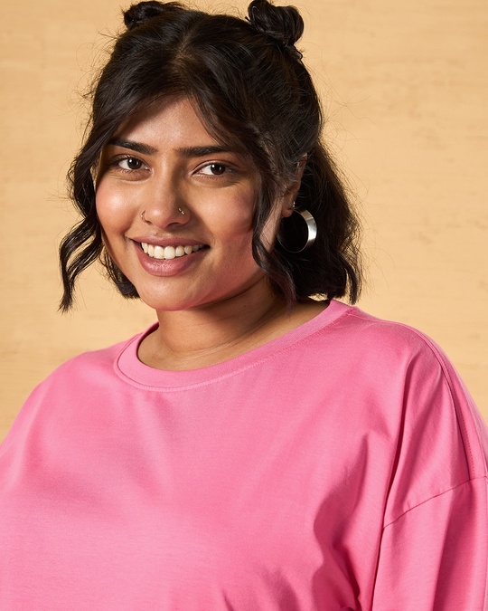 Buy Women's Pink Oversized Plus Size T-shirt Online at Bewakoof
