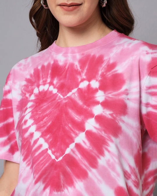 Buy Womens Pink Tie And Dye Oversized T Shirt Online At Bewakoof 0979