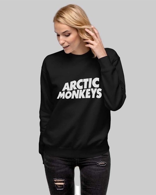 Shop Women's Black Arctic Monkeys Printed Regular Fit Sweatshirt-Front