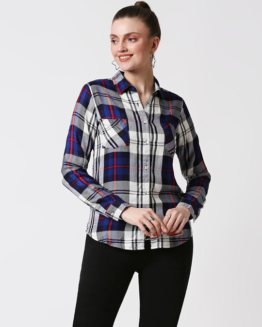 blue check shirt for women