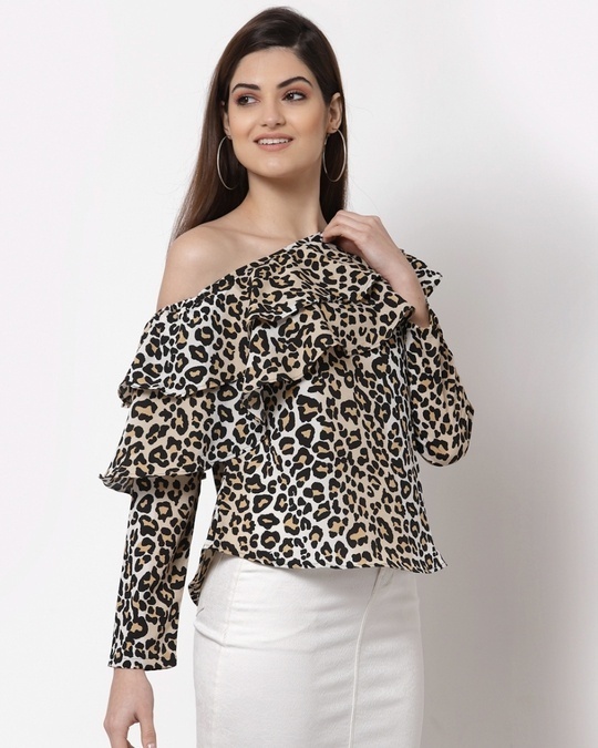 Buy Women's Beige Animal Print Top for Women Beige Online at Bewakoof