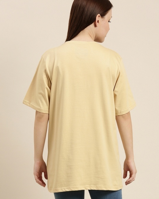 Shop Women's Beige Graphic Oversized T-Shirt-Back