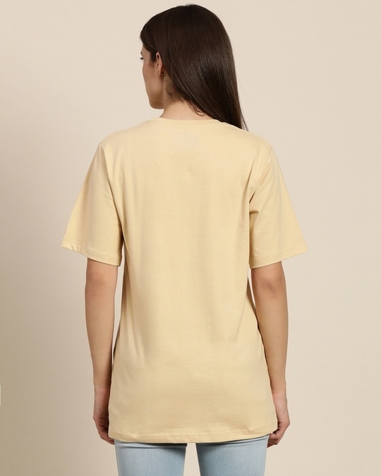 Shop Women's Beige Ready to Start Typography Oversized T-shirt-Back