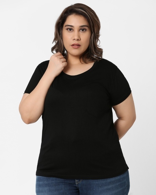 Shop Women's Black Cotton Sciffili T-shirt-Front