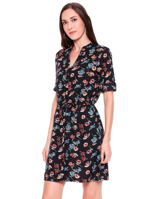 Buy Women's Black Floral Print Short Dress Online at Bewakoof