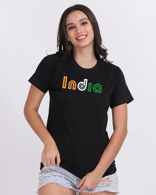 Buy Women's Black India Typography T-shirt for Women Black Online at ...