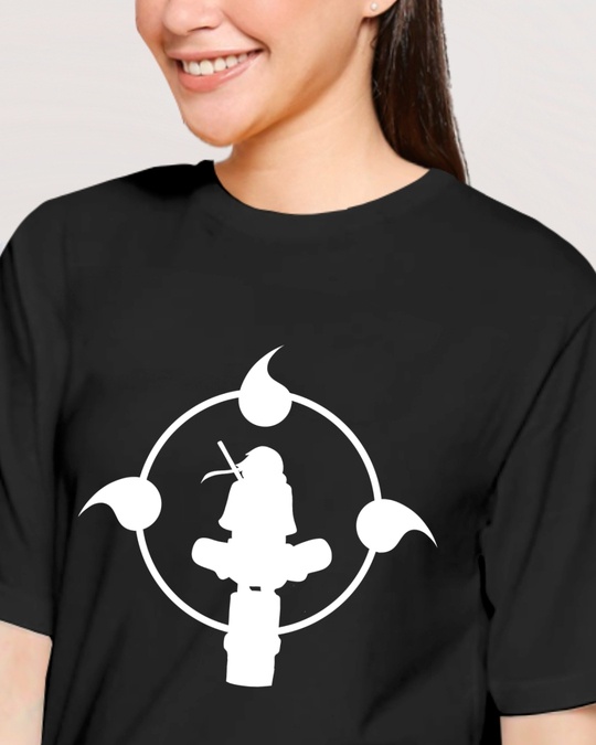 Buy Women's Black Itachi Graphic Printed Oversized T-shirt for Women Black Online at Bewakoof