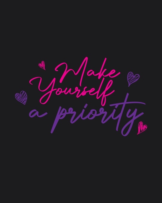 Shop Women's Black Make Yourself A Priority Printed T-shirt-Full