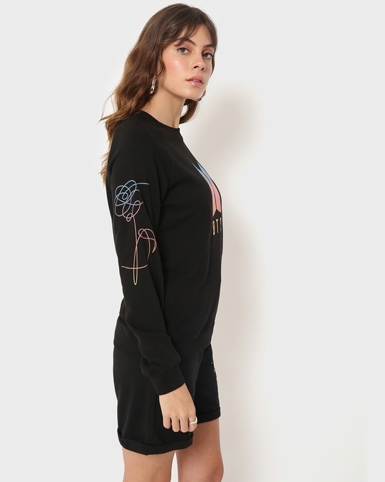 Shop Women's Black Printed Sweatshirt-Back