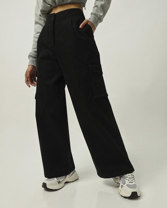 Buy Women's Black Cargo Pants Online at Bewakoof