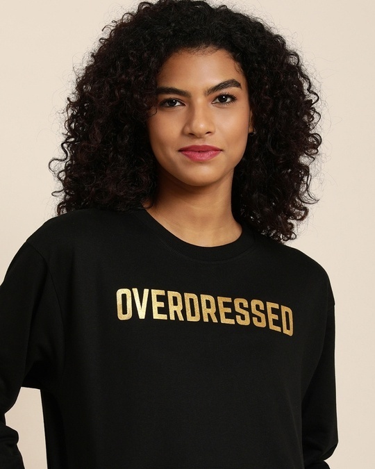 Buy Women's Black Typography Oversized Sweatshirt for Women Black ...