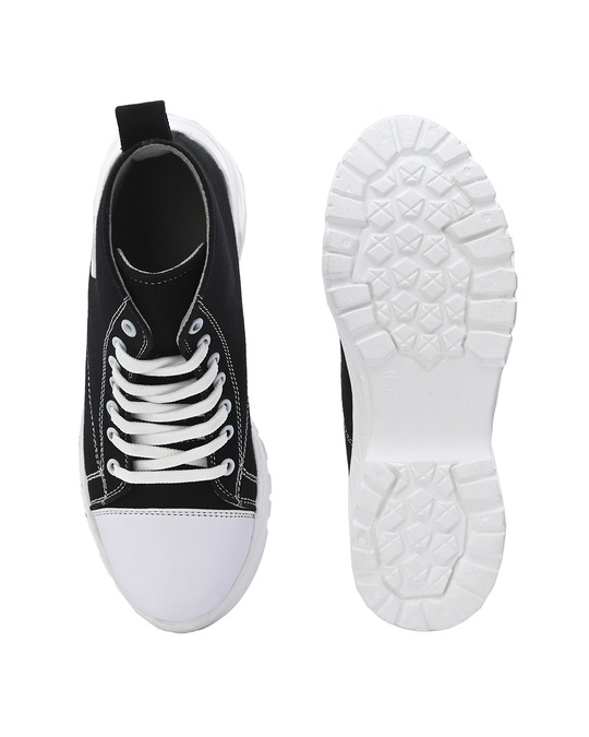 Buy Women's Black & White Color Block Chunky High-Top Sneakers Online ...