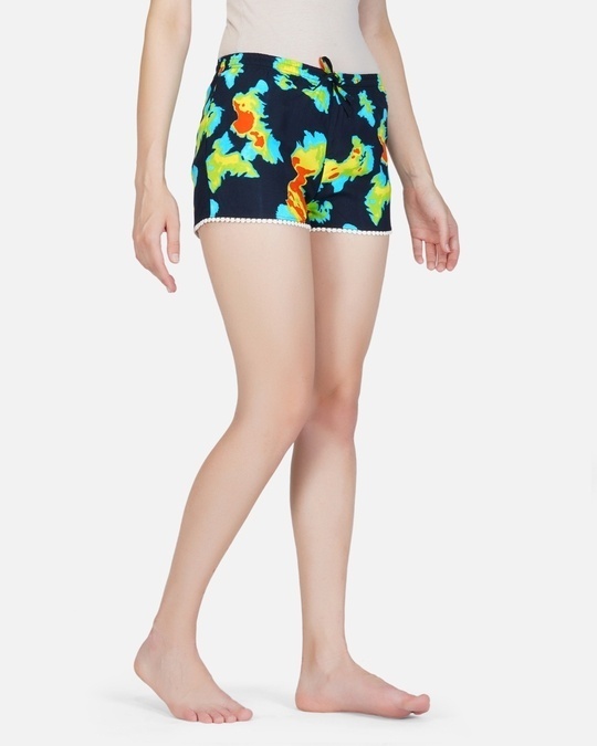 Shop Women's Blue All Over Printed Shorts-Back