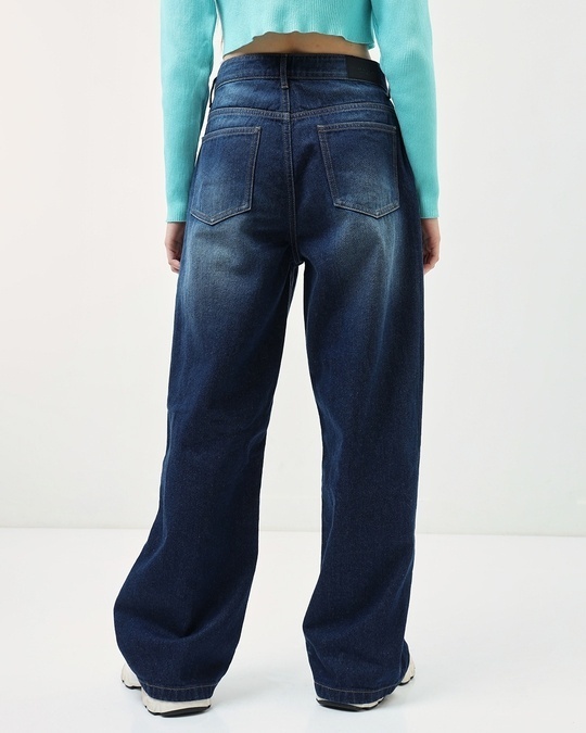 Buy Women's Blue Baggy Wide Leg Jeans Online at Bewakoof