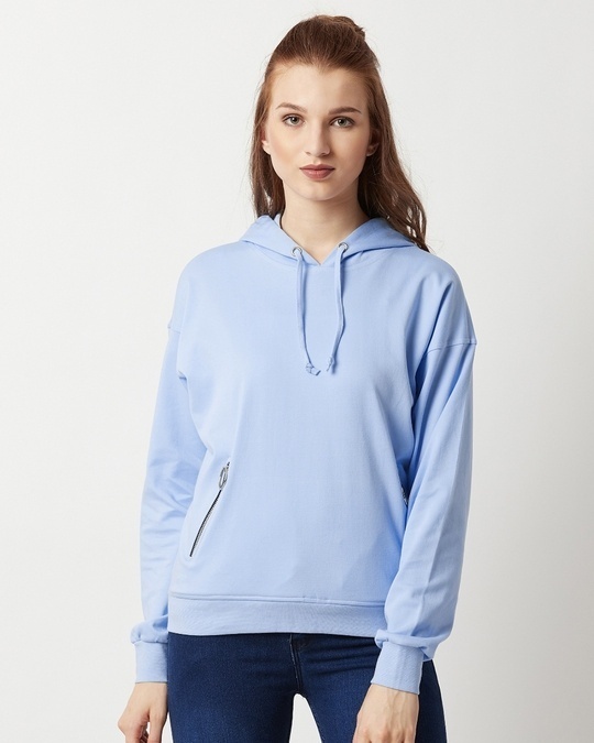 Buy Women's Blue Cotton Jersey Sweatshirt for Women Blue Online at Bewakoof