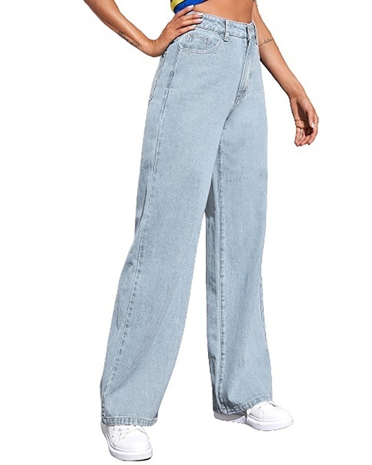 Buy Women's Blue High Loose Fit Rise Jeans for Women Online at Bewakoof