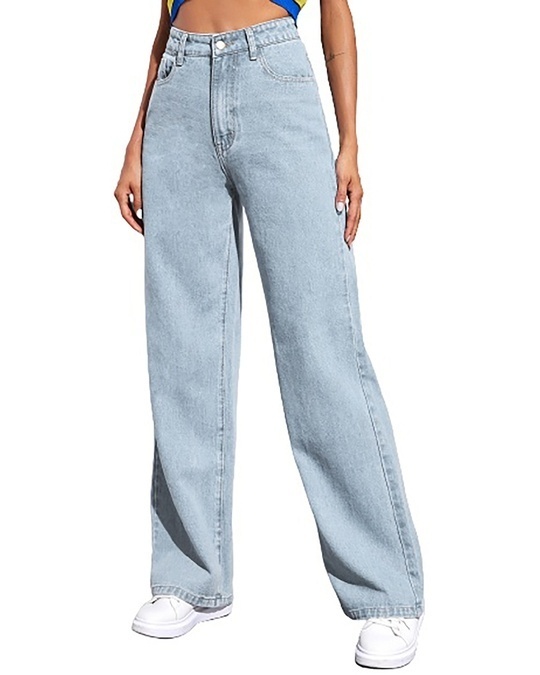 Buy Women's Blue High Loose Fit Rise Jeans Online at Bewakoof