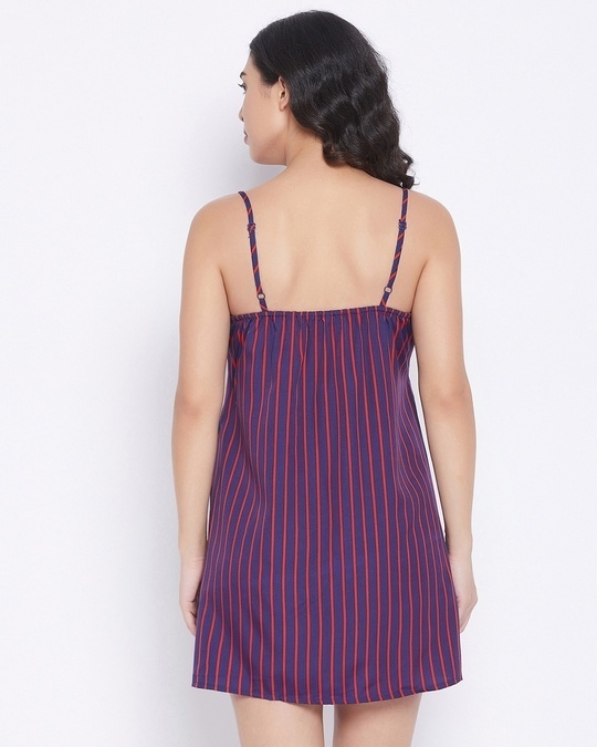 Shop Women's Blue Striped Short Night Dress-Design