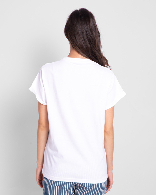 Shop Women's Boyfriend Plain T-Shirt - Pack Of 2 (Black-White)