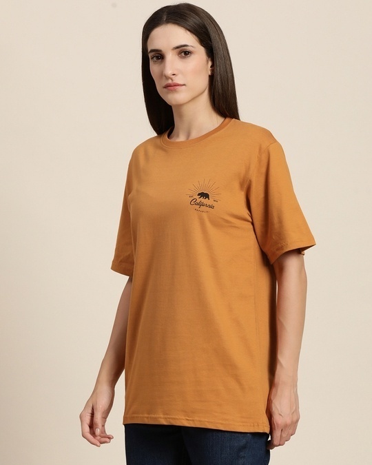 Shop Women's Brown Typography Back Printed Oversized T-shirt-Back
