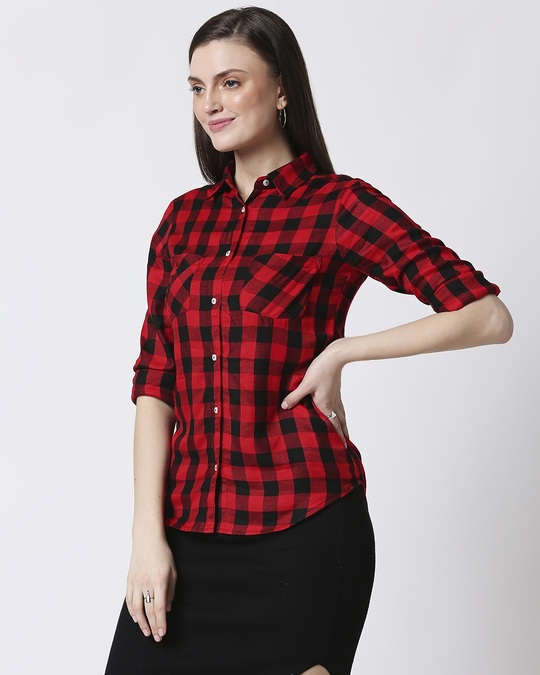 blue check shirt for women