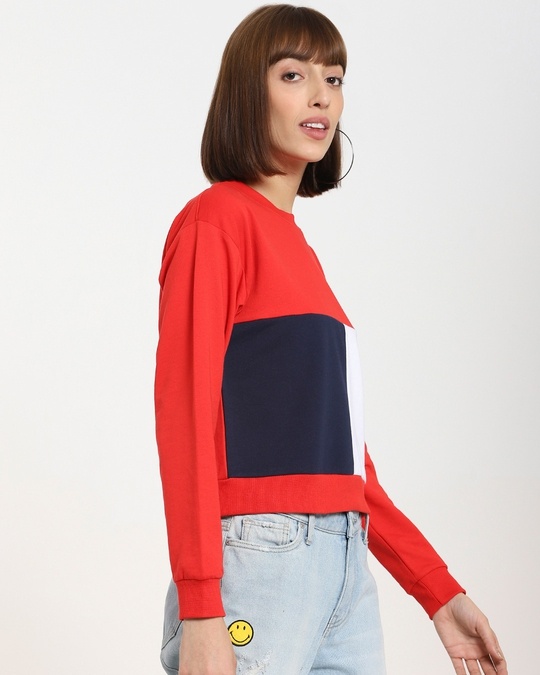 Shop Women's Color Block Short Sweatshirt-Design