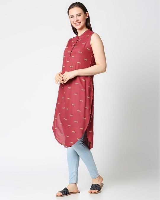 Shop Women's Desi Printed Red Kurta-Design