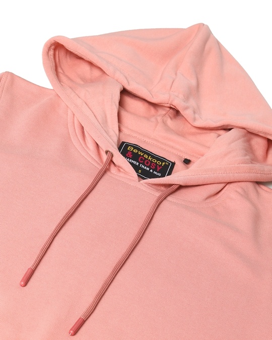 Shop Women's Drop Shoulder Pink Solid Hoodie