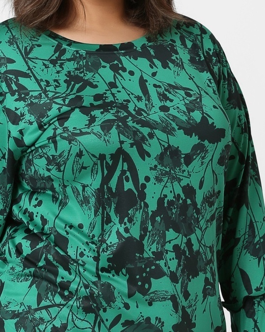 Shop Women's Green Polyester Printed T-shirt-Full