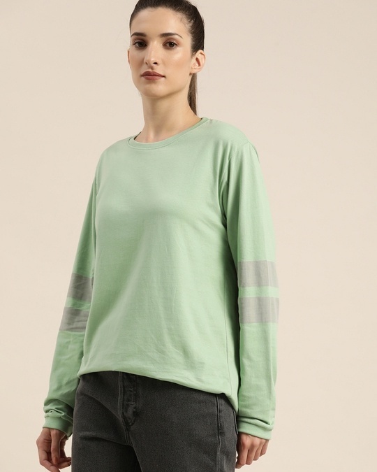 Shop Women's Green Solid Oversized T-shirt-Back