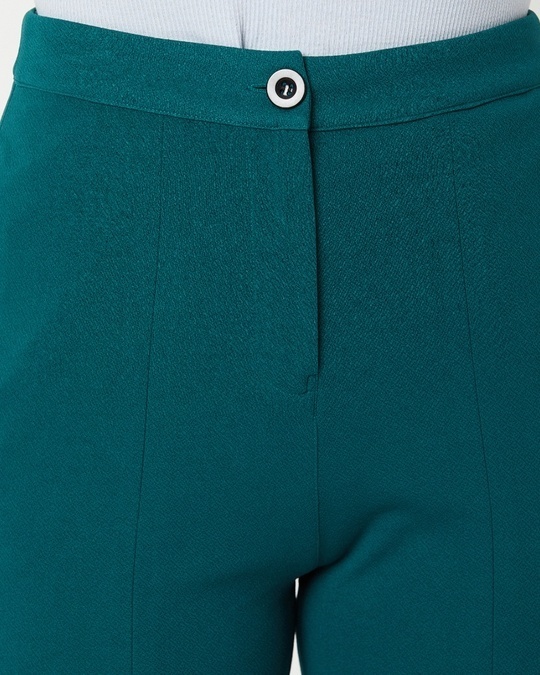 Buy Women's Green Solid Polyester Trousers for Women Green Online at ...